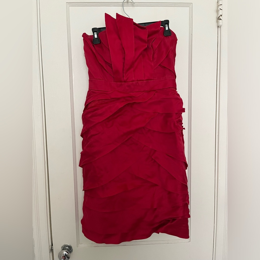 Badgley Mischka Red Strapless Dress